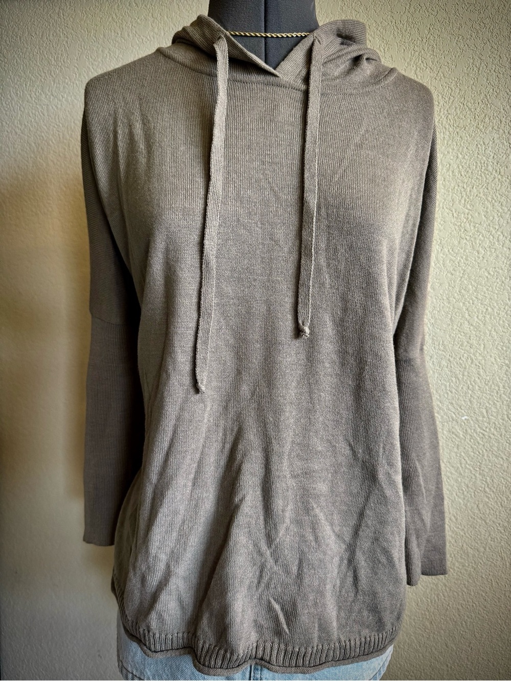 Mersea Taupe Light Olive Green Hoodie Sweatshirt Knit Top P OS M